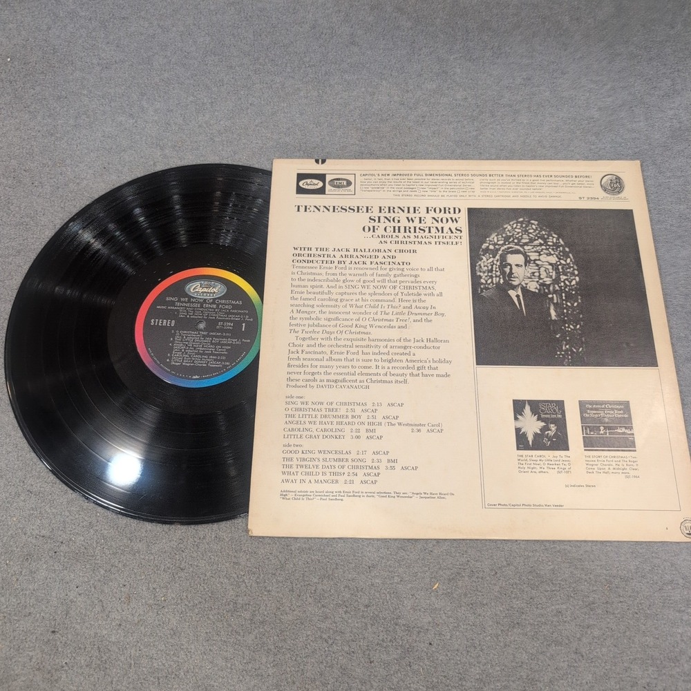 Tennessee Ernie Ford Sing We Now of Christmas Vinyl LP Capitol Records ST 2394 - Picture 2 of 2